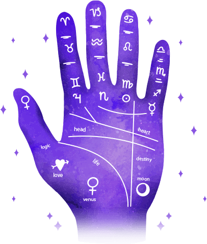 Decorative palm reading hand illustration